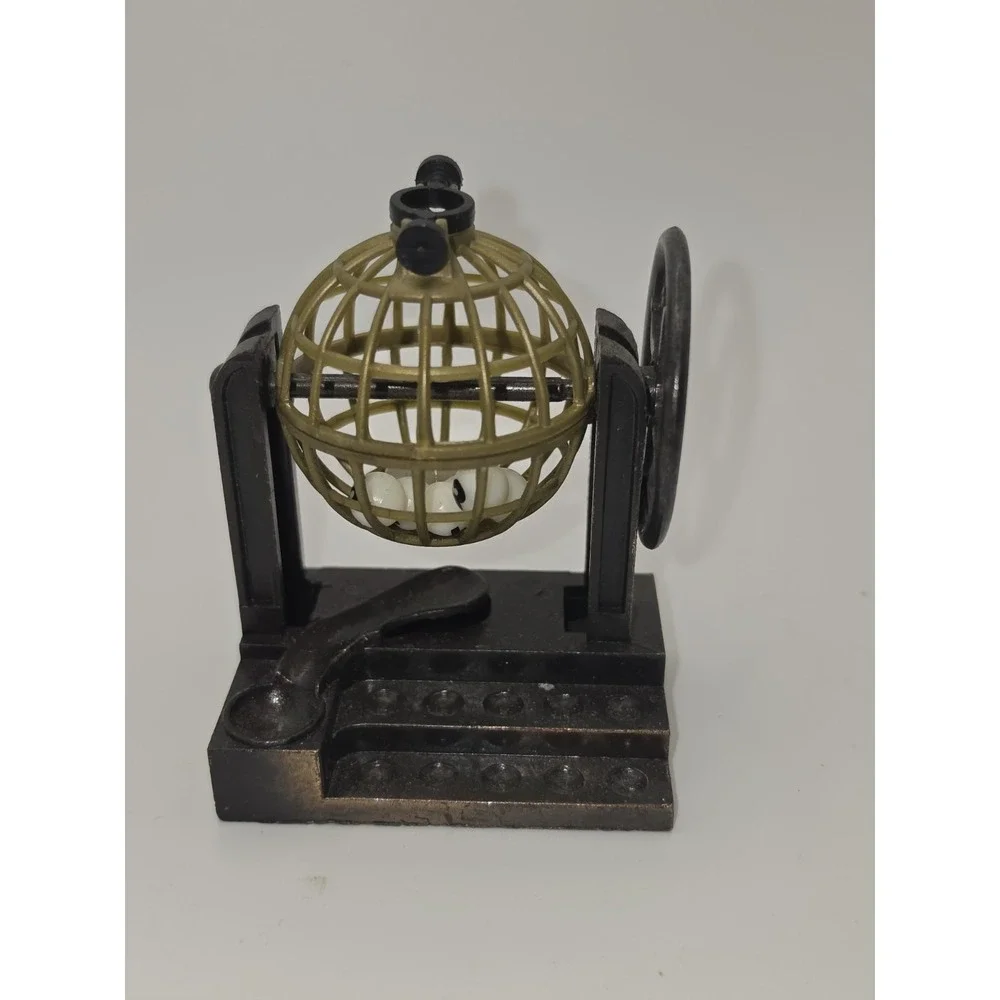 VINTAGE Diecast Bronze Color‎ Metal Pencil Sharpener BINGO BALL CAGE LOTTERY
